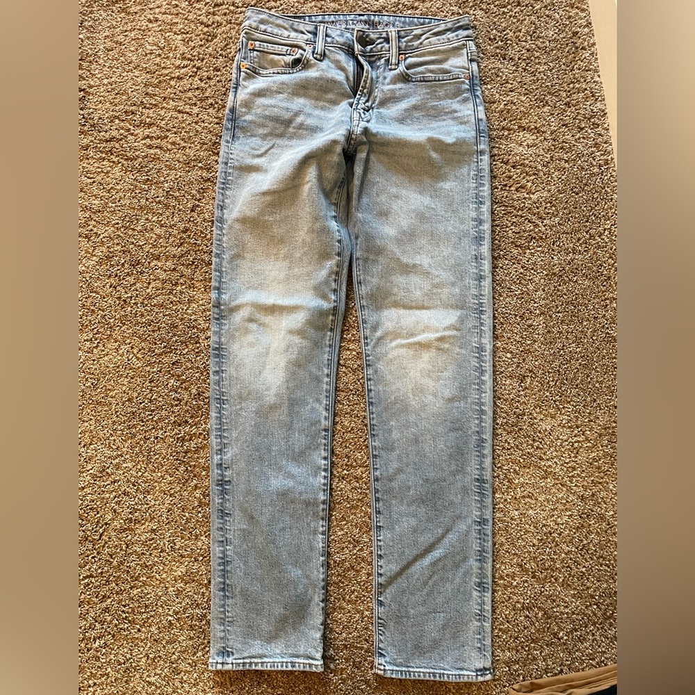 AE Flex Original Straight jeans in horizon blue. Size 28x34
